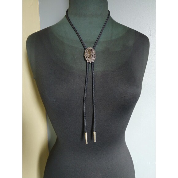 Handcrafted Absract Swirled Bolo Tie, Filigree Western String Tie - Picture 9 of 10